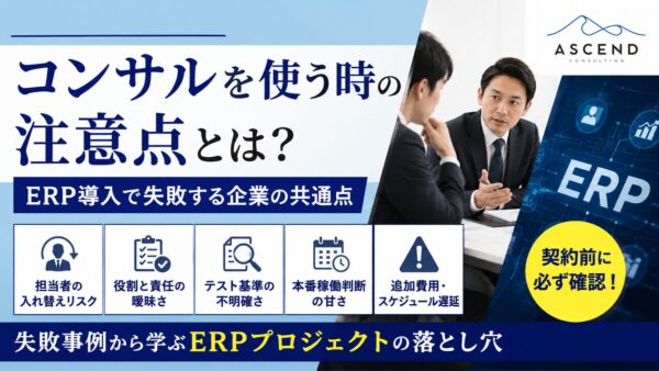 ERPコンサル会社に依頼する前に確認すべき注意点。ERP導入で失敗しないための契約・体制・テスト基準